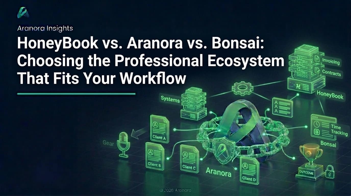 HoneyBook vs. Aranora vs. Bonsai: Choosing the Professional Ecosystem That Fits Your Workflow